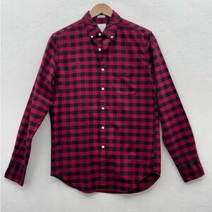 J. Crew American Pima Cotton Red and Black Buffalo Check Button Down Shirt | XXL